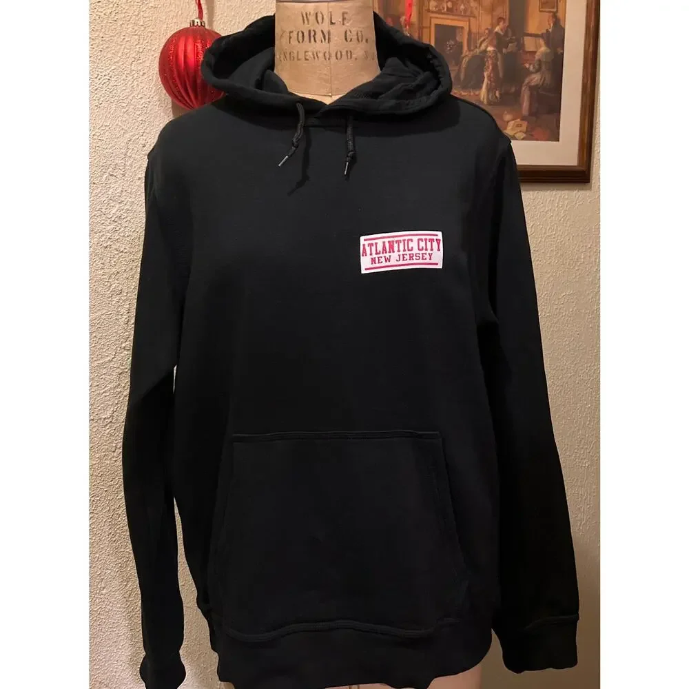 Atlantic City New Jersey Black Pullover Sweatshirt Hoodie Unisex Size S